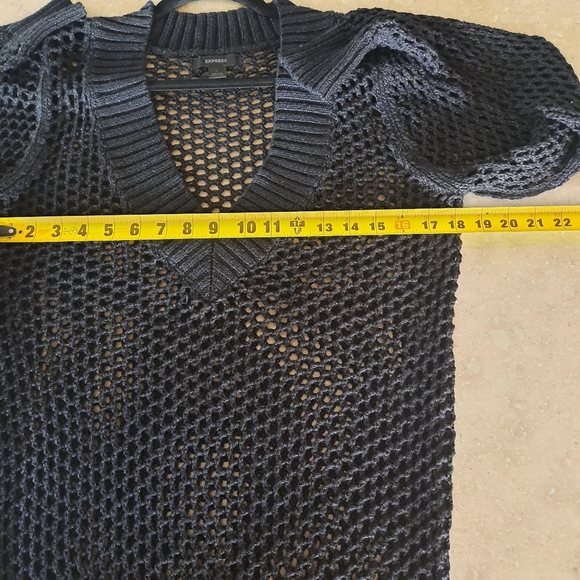 Express Open Knit Long-Sleeve Sweater Black Womens Size Large - Picture 6 of 8